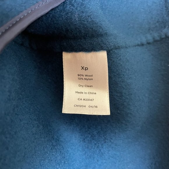 Talbots Teal Blue Boiled Wool Zip Blazer Jacket 12W Petite Quiet Luxury Office - Picture 9 of 10